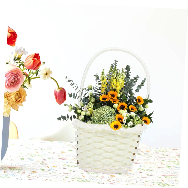 Ciieeo 5pcs Portable Woven Storage Baskets Multi Function Handle Baskets