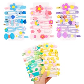 CAVETEE Hair Clips for Girls, 5 Pack Cute Candy Color Bow Flower Hair Accessories for Little Girls Kids Teens