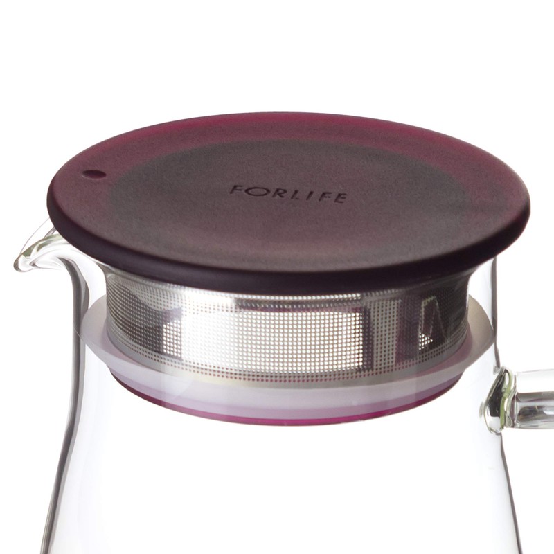 FORLIFE Flask Glass Jug Iced Tea Pitcher, 64 oz, Cranberry