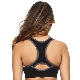 YELETE Lady's Sports Bra with Cut Out Detail at Back Color Black Size M