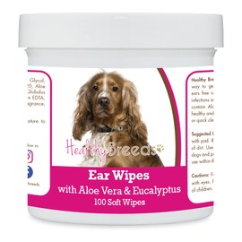 Healthy Breeds English Cocker Spaniel Ear Cleaning Wipes with Aloe & Eucalyptus for Dogs 100 Count