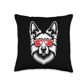 Aviation German Shepherd Dog Sunglasses Flag of Hong Kong Throw Pillow