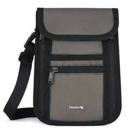 Hanke Passport Holder for Travel, Neck Wallet Travel Pouch for Women and Men, Lightweight Easy to Conceal (Dark Grey)