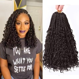 LMZIM 12 Inch Boho Box Braids Crochet Hair Bohomian Crochet Box Braids Curly Ends 8 Pack 3X Crochet Braids Synthetic Braiding Hair Extension (12inch, 4)