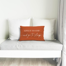 Knibeo Give It to God and Go to Sleep, Decorative Pillows Covers for Bed, Throw Pillows Cover for Bed,12x20 Pillow Cover,Decorative Bed Pillows for Bedroom Room(12x20, Orange)