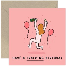 Funny Female Birthday Greeting Cards for Mum - Cracking Birthday Card - Rude Cheeky Illustrated Birthday Cards for Her - Hilarious Birthday Cards for Women - Sister Bestie Auntie | Blank Inside