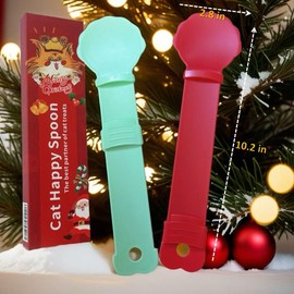Hey Jumi 2pcs Cat Strip Feeder Spoon, Happy Spoon for Cats, Cat Lickable Squeezable Creamy Treat, Cat Wet Treats Dispense Spoon, Cat Treat Spoon Squeeze, Gift for Pet (Red&Green)