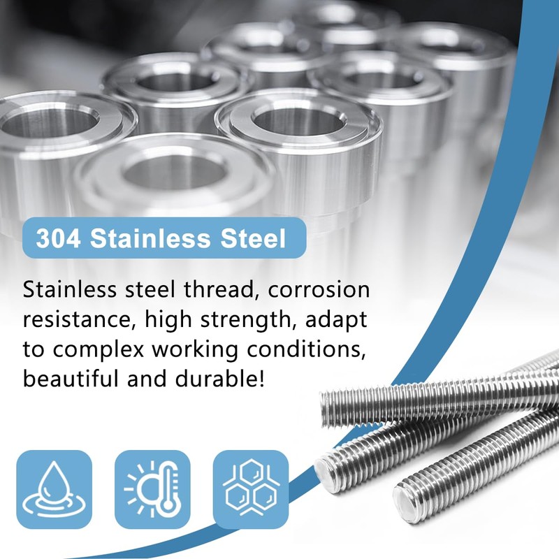 Drenky‌ 304 Stainless Steel Threaded Rods M6 X 50mm Metric