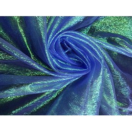 New Creations Fabric & Foam Inc, 52" Wide Iridescent Translucent Crushed Shimmer Organza Fabric, Sells by The Yard (Royal Blue)