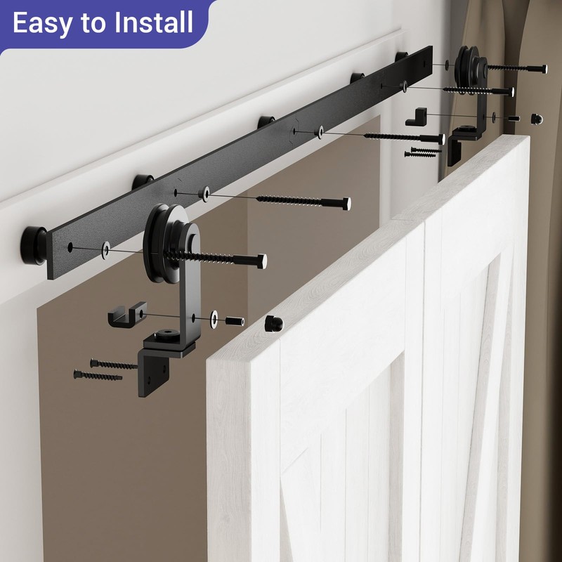 CCJH 36" Bi-Folding Sliding Barn Door Hardware Kit for 2