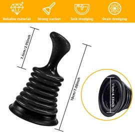 ADERTOS Sink and Drain Plunger Powerful Plunger Industrial Suction Bell Plunger Heavy Duty Drain Unblocker Tool for Kitchens Bathrooms Baths Waste Pipes and Showers, Plumbers Plunger with Large Bellow