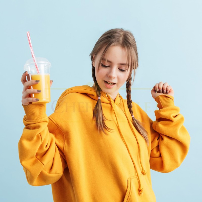 CHEF ROYALE 25 x 12oz Plastic Smoothie Cups with Dome