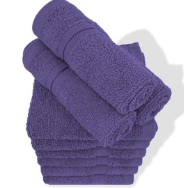 CASABELLA Premium Quality 12 Purple Face Towels (30x30CM) Highly Absorbent Wash Cloth set, 100% Combed Cotton 650 GSM Fingertip Towels soft Flannel Face Cloths 12 Purple Face Towel