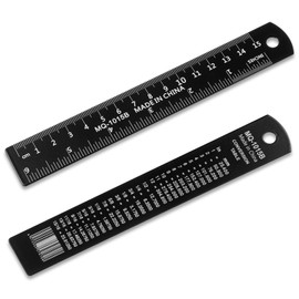 HJZHII Set of 2 Rulers 15 cm, Metal Ruler, Double Scale, Steel Ruler, Measuring Tool, Ruler, Aluminium Alloy, The Calculation Formula Is On The Back Of The Ruler (Black)