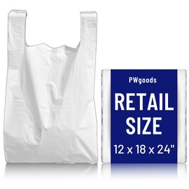 Plastic Carrier Bags - Standard Retail Size 12x18x24" | 100 Pack | Medium Duty Large Plastic Bags | Plastic Bags with Handles | White bags | Carry Bag | Large Carrier bags