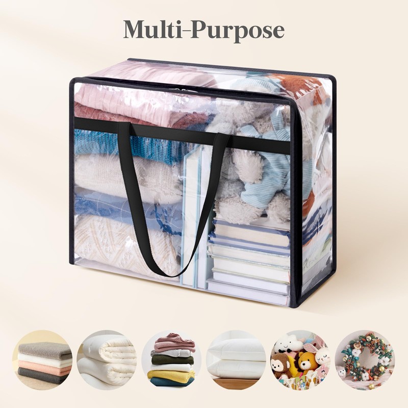 Lifewit 3 Pack Clear Storage Bags, 45L Plastic Clothes Storage