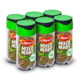 Schwartz Mixed Herbs 11 G | Jar | Pack of 6 | Tantalising Taste and Aroma | With Marjoram, Basil, Oregano, and Thyme | Perfect for Tomato-Based Pizza & Pizza Sauces, Stews, Casserole & Savoury Mince