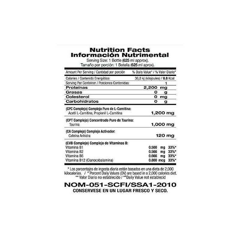 L-CARNITINA BEBIDA: Bebida de L-carnitina cero calorías.