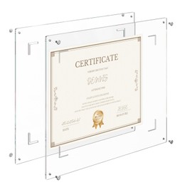 NIUBEE Diploma Frame 8.5x11-4mm Clear Acrylic Floating Document Frame