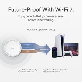 TP-Link 𝐃𝐞𝐜𝐨 BE23 Dual-Band BE3600 WiFi 7 Mesh Wi-Fi Router | 4-Stream 3.6 Gbps,160 Mhz | Covers up to 2,500 Sq.Ft | 2× 2.5G Ports Wired Backhaul | VPN,MLO,AI-Roaming, HomeShield (1-Pack)