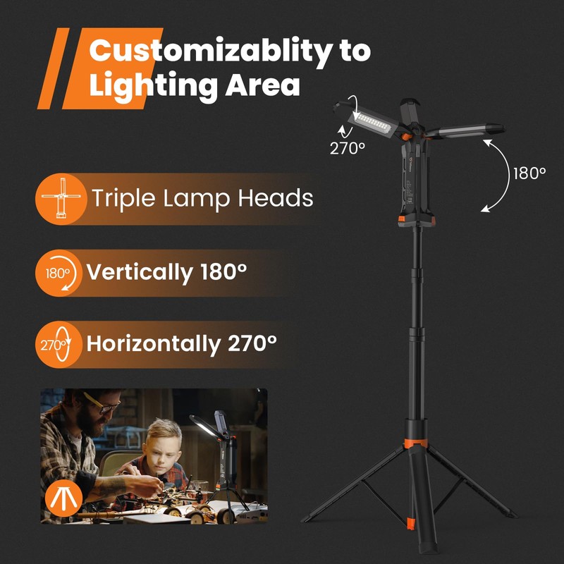 gogonova 2025 Rechargeable Work Light with Stand, 4 in 1