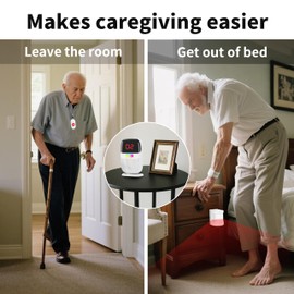 Upgraded Version Bed Sensor Alarm and Fall Prevention for Elderly/Dementia and More,Caregiver Pager Motion Sensor Alarm with Call Button for Patients Seniors Elderly Monitoring at Home
