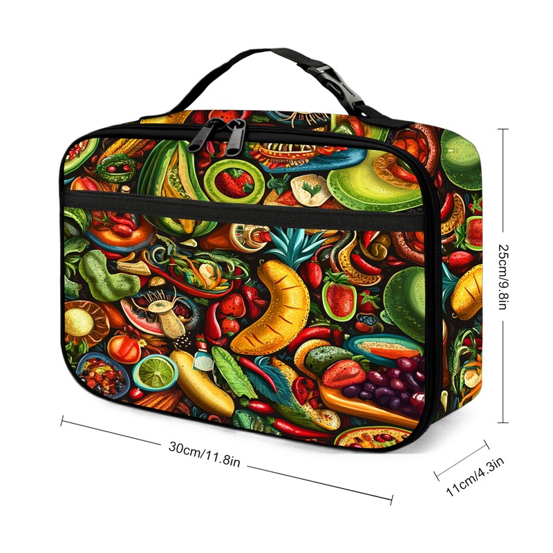 Mexican Fruit Lunch Bag Insulated Reusable Lunch Box Tote Bag