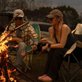 THALLIKE Oversized Camping Chair, Portable Folding Padded Camping Chairs with Cup Holder and Carry Bag, Heavy Duty Outdoor Camping Chairs for Adults, Up to 400Lb, for Fishing (Blue-2 Pack)