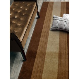 Custom Size Hallway Runner Rug, Slip Resistant, 26 Inch Wide X Your Choice of Length, Lines Brown, 26 Inch X 25 feet
