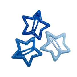Star Hair Clips - 3Pcs Blue Metal Non-Slip Snap Hair Clips and Barrettes for Girls and Women Metal Star Hair Accessories