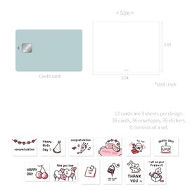 Monolike Day by Day Cards Love for You Version 1 Day-by-day Card, Love for you Ver. 1 Cards - 36 Envelopes, 36 Stickers, Set of 36 Mini Design, Celebration Cards, Thank You Cards