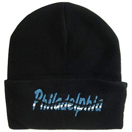 Adult Size Wavy Script Winter Knit Beanie Hat (Black)
