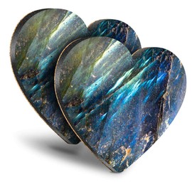 Destination Vinyl ltd Great Coasters (Set of 2) Heart - Macro Blue Crystal Moonstone Drink Glossy Coasters/Tabletop Protection for Any Table Type #3438