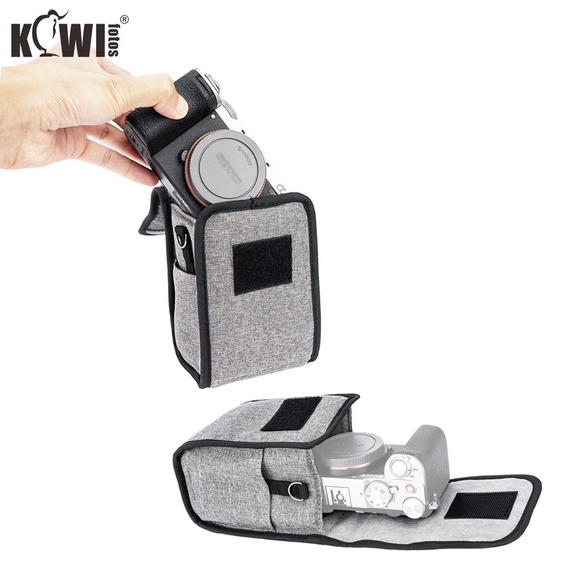 KIWIFOTOS Compact Camera Case, Grey / Large, Neck pouch