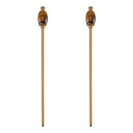 PH PandaHall 2pcs Natural Tiger Eye Bead Hair Stick Vintage Hairpin 5.9 inch Golden Hairpins Chinese Hairpin Metal Hair Sticks Brass Hairs Chopstick for Women Gifts Long Hairs Ornament Accessory