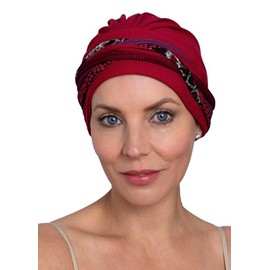 Deresina Bamboo Chemo Headwear Boho Chic Turban for Women Hair Loss, Burgundy