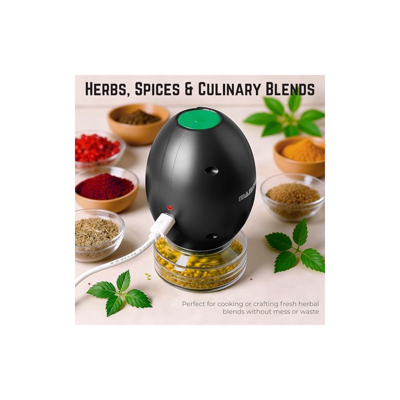 Mamba Whip Electric Spice Grinder - One-Hand Culinary Herb Mill