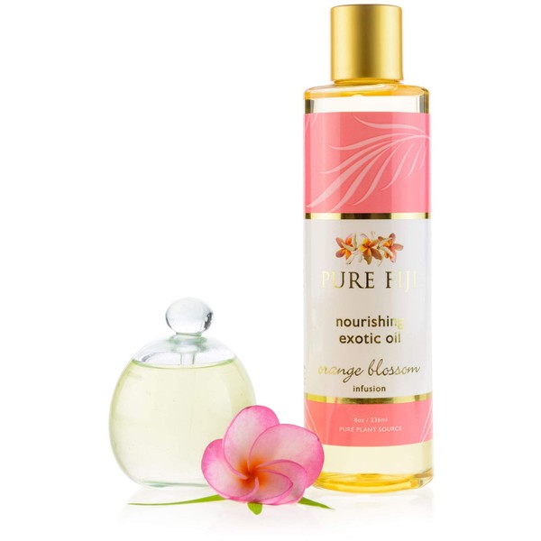 PURE FIJI Nourishing Exotic Oil - Natural Coconut Oil for Bath & SPA with Vitamin E - Body Oil, Massage Oil, Orange Blossom, 8oz