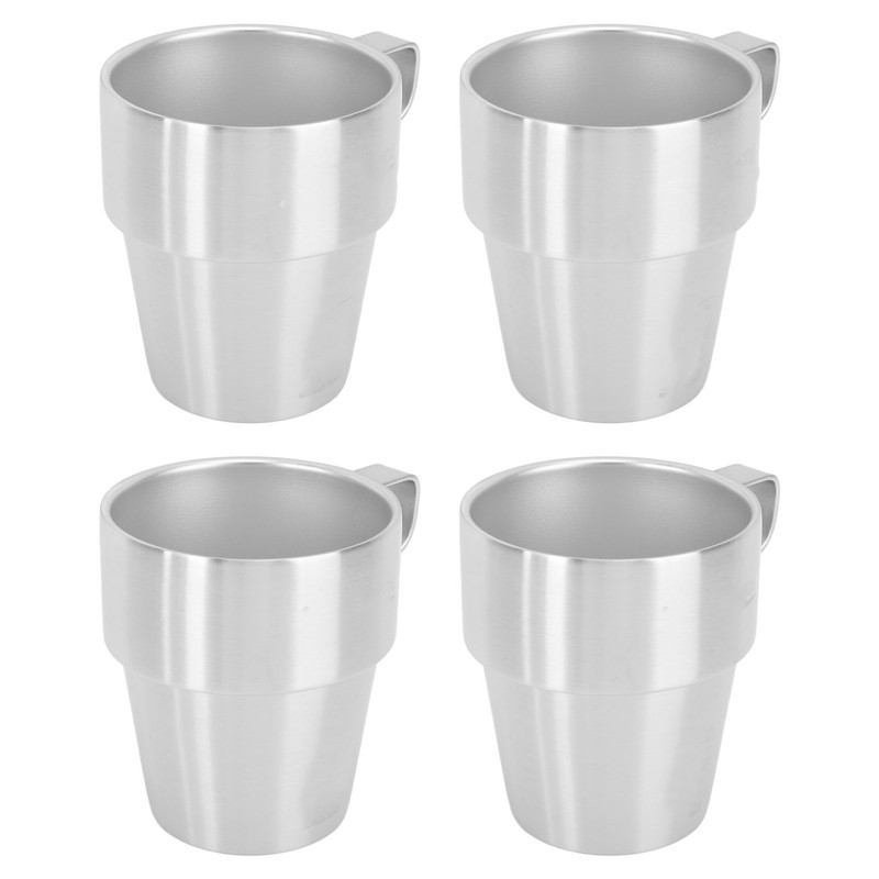 300ml Stackable Coffee Cups with Stand Stainless Steel Double Layer