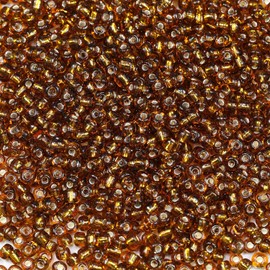 Bala&Fillic Coffee Sliver Lined Color Size 4mm Seed Beads About 1200pcs/100Grams in Bag, 6/0 Glass Craft Beads for Making Bracelet and Necklace (Sliver Lined Coffee)