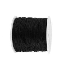 Nylon Cord, 100M x 0.8mm Nylon Chinese Knot Cord Rattail Macrame Shamballa Elastic String for Jewelry Making Bracelets Beading (Black)