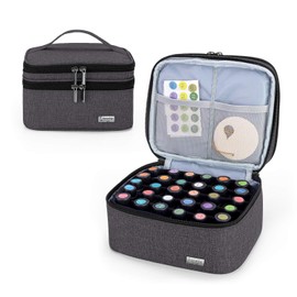 LUXJA Essential Oil Carrying Case - Holds 30 Bottles (5ml-30ml, Also Fits for Roller Bottles), Double-Layer Organizer for Essential Oil and Accessories, Black (Bag Only)