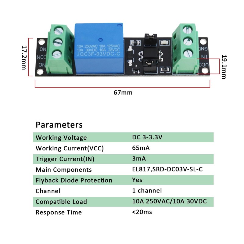YINETTECH 5pcs 3V Relay Power Switch Board 1 Channel Optocoupler