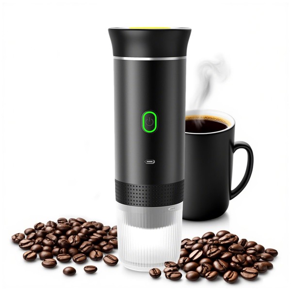LUPATDY Kapsel Kaffeemaschine,Tragbare Kaffeemaschine,Camping Espressomaschine mit Akku,3 in 1 Reisekaffeemaschine,