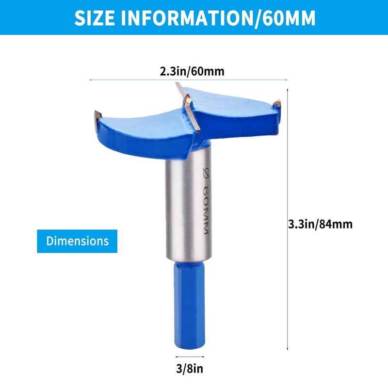 2-1/5" Forstner Drill Bit,Hex Shank Carbide Tipped Wood Drilling Wood