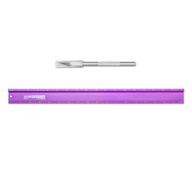 Alumicolor AlumiCutter Aluminum Straight Edge w/Blade for Office, School, Engineering and Framing, 18IN, Purple