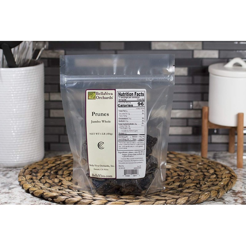 Bella Viva Orchards Dried Whole Prunes, 1 lb of Dried