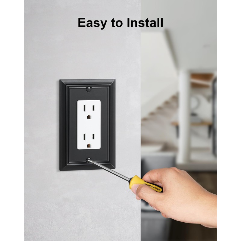 2-Pack Decorator Wall Plate Cover, Black Decorative Switch Plates and