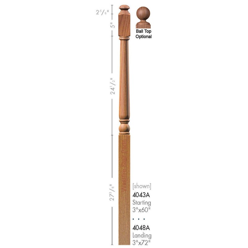 SP-4043A Red Oak Colonial Starting Newel Post