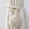 Himtop A Pair of Curtain Rope Tiebacks Hand Knitting Curtain Tie Back with Single Ball Beige for Home Decoration (2PCS)â¦